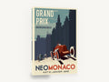 Neo Monaco Grand Prix, retro grand prix racing car poster, stretched canvas wall art print ready to hang