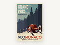 Neo Monaco Grand Prix, vintage canvas wall art print, front view