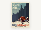 Neo Monaco Grand Prix, vintage canvas wall art print, front view