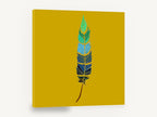 Dotted Teal Feather, dotted bird feather illustration, animal canvas wall art print ready to hang