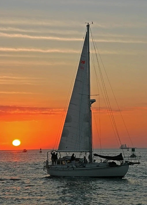 Sailboat on Sunset Wall Art Print