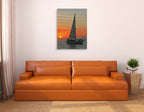 Sailboat on Sunset Wall Art Print on the wall