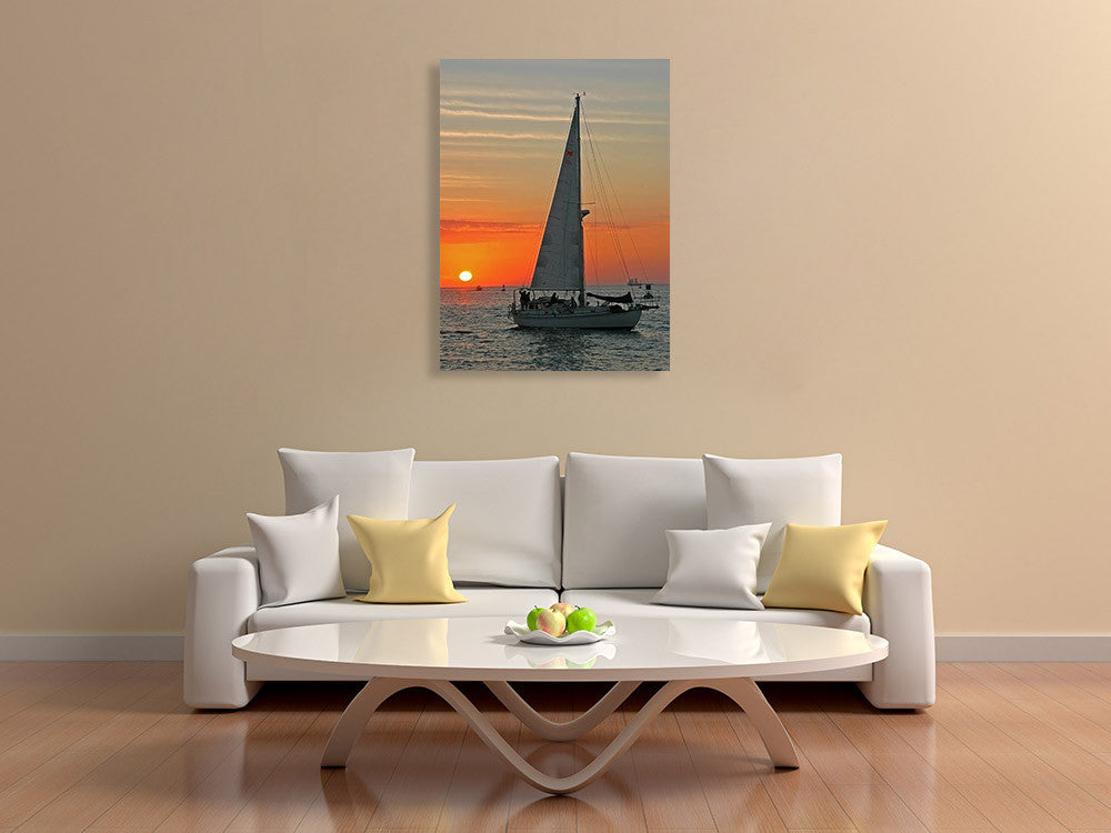Sailboat on Sunset Wall Art Print on the wall