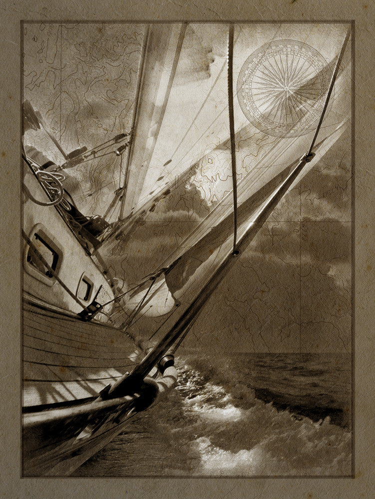 Sailing in Sepia B Wall Art Print