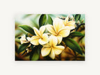 Golden Frangipani Branch, floral canvas wall art print, front view