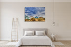Sandy Beach Houses Wall Art Print on the wall