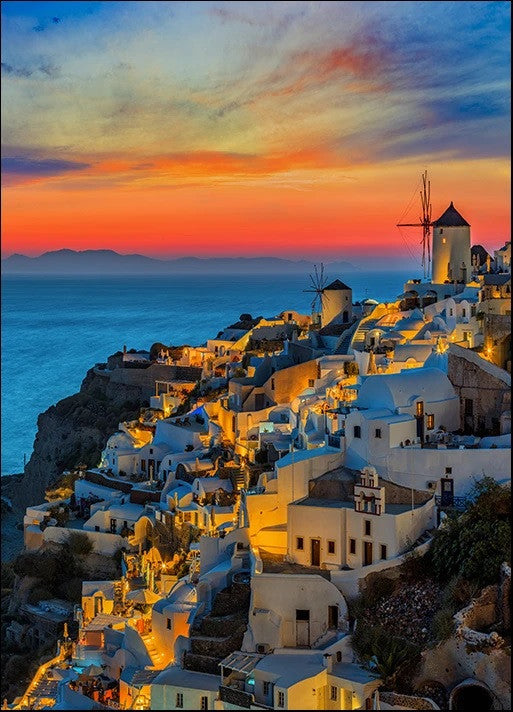 Santorini Oia Village Wall Art Print