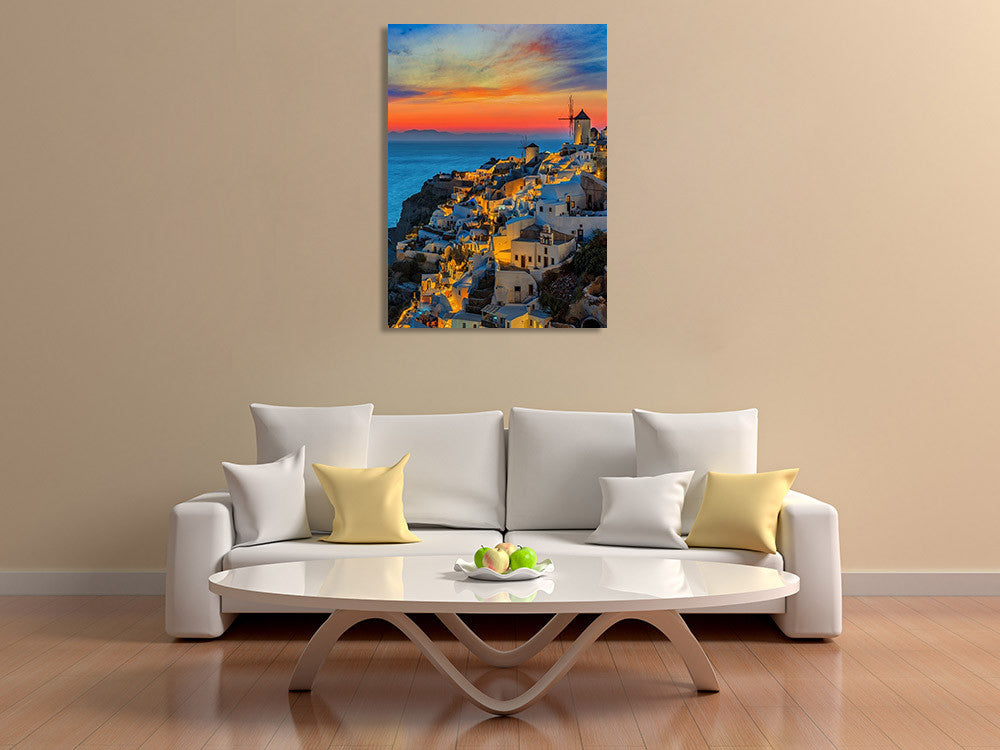Santorini Oia Village Wall Art Print on the wall