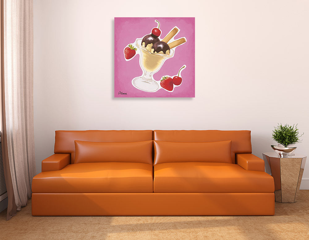 Scoops of Chocolate Ice-cream Wall Print on the wall