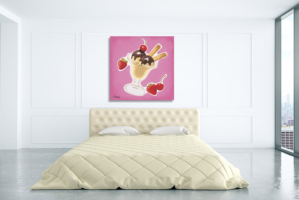 Scoops of Chocolate Ice-cream Wall Print on the wall
