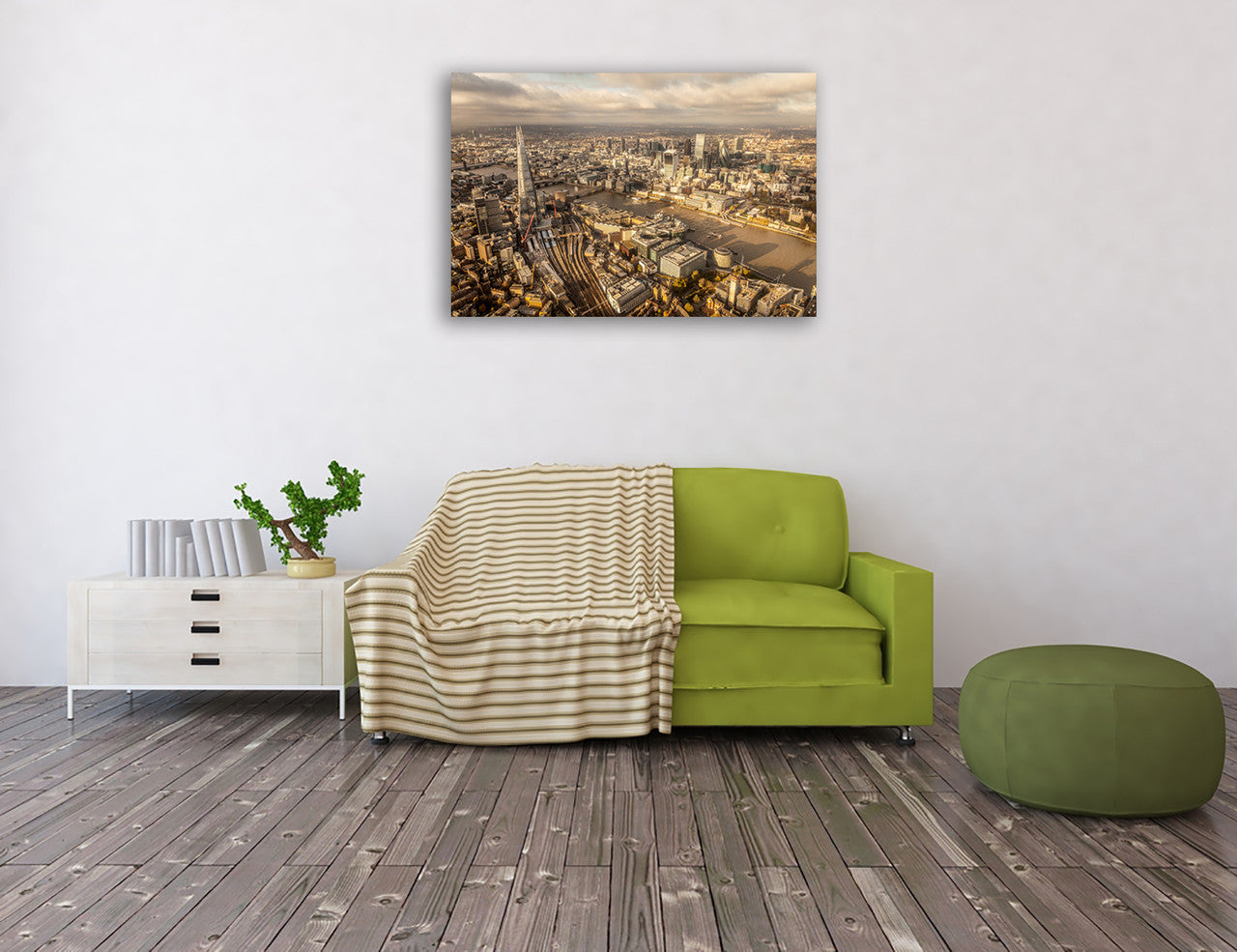 Shard and London Bridge Wall Art Print on the wall