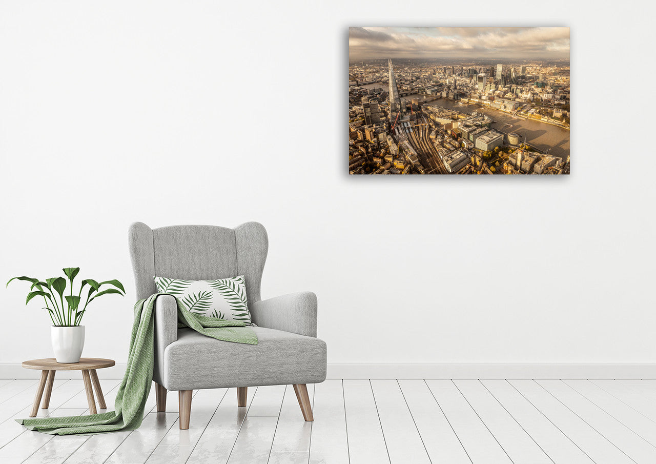 Shard and London Bridge Wall Art Print on the wall