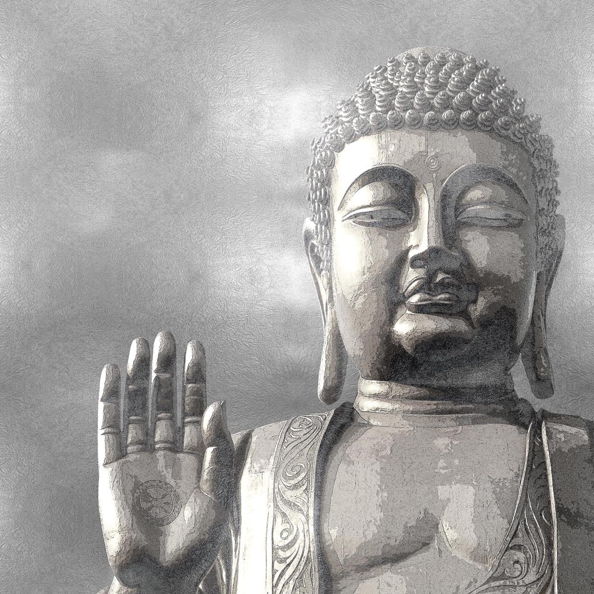 Silver Buddha Wall Art Print