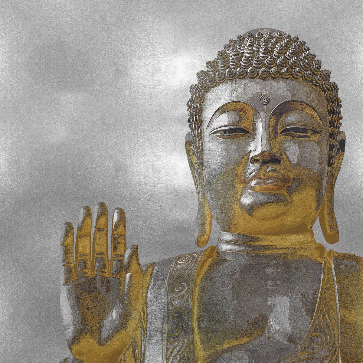 Silver and Gold Buddha Wall Art Print
