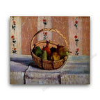 Still Life Apples and Pears in a Round Basket