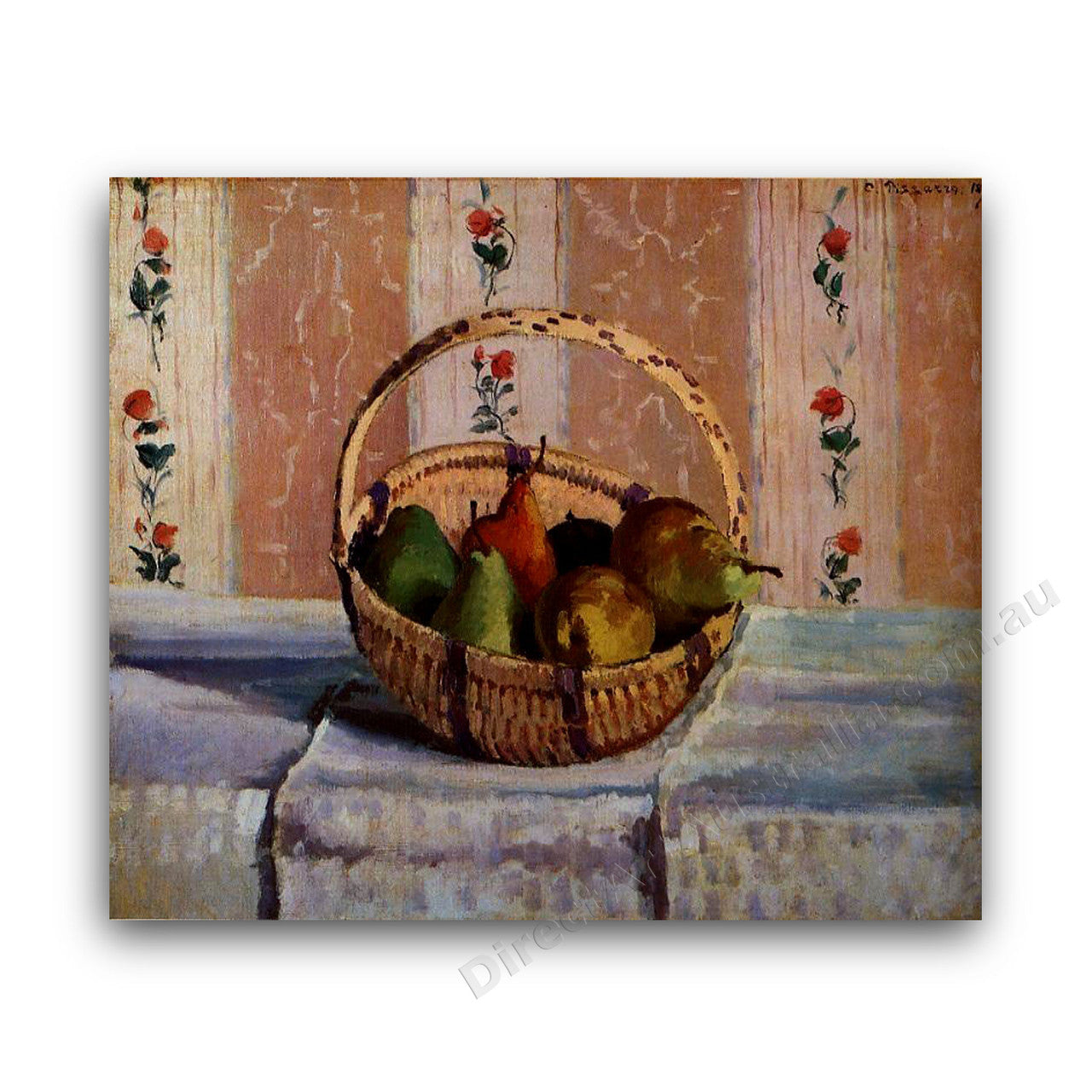 Still Life Apples and Pears in a Round Basket