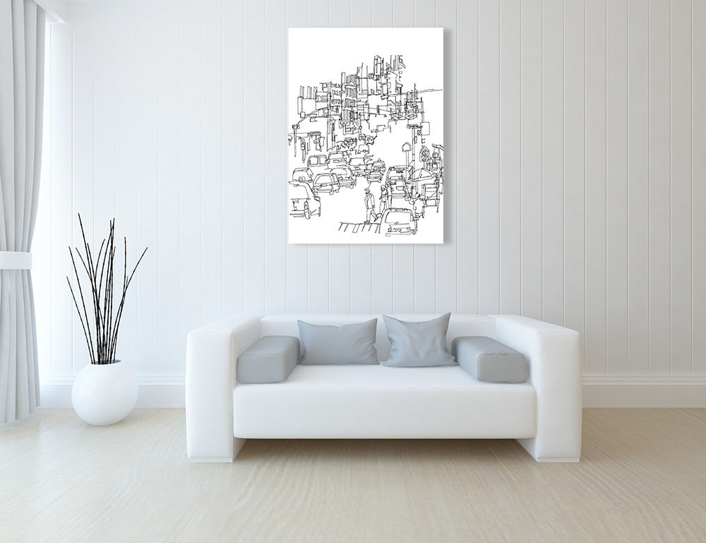  Streetscape Line Art Print on the wall