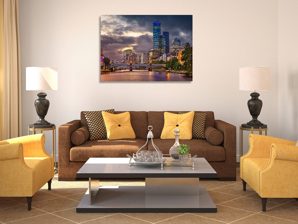 Summer Sunset Melbourne Wall Art Print on the wall