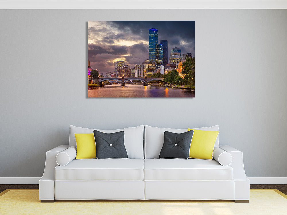 Summer Sunset Melbourne Wall Art Print on the wall