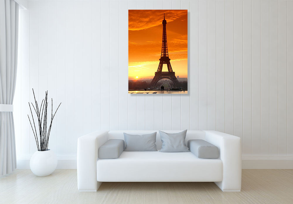 Sunset at Eiffel Tower Wall Art Print on the wall