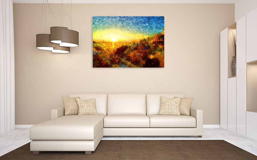 Sunset in Greece Wall Art Print on the wall