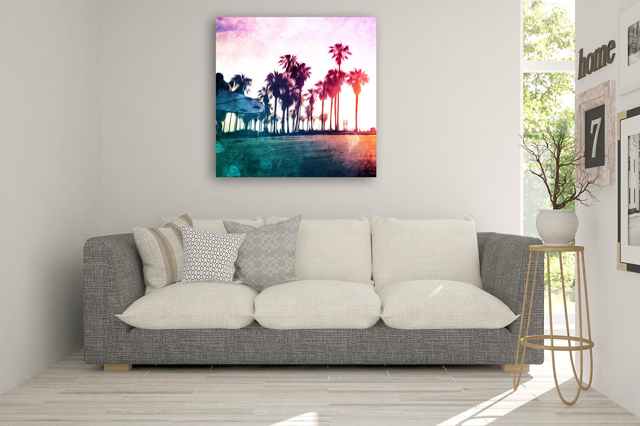 Surf On The Boardwalk Wall Art Print on the wall