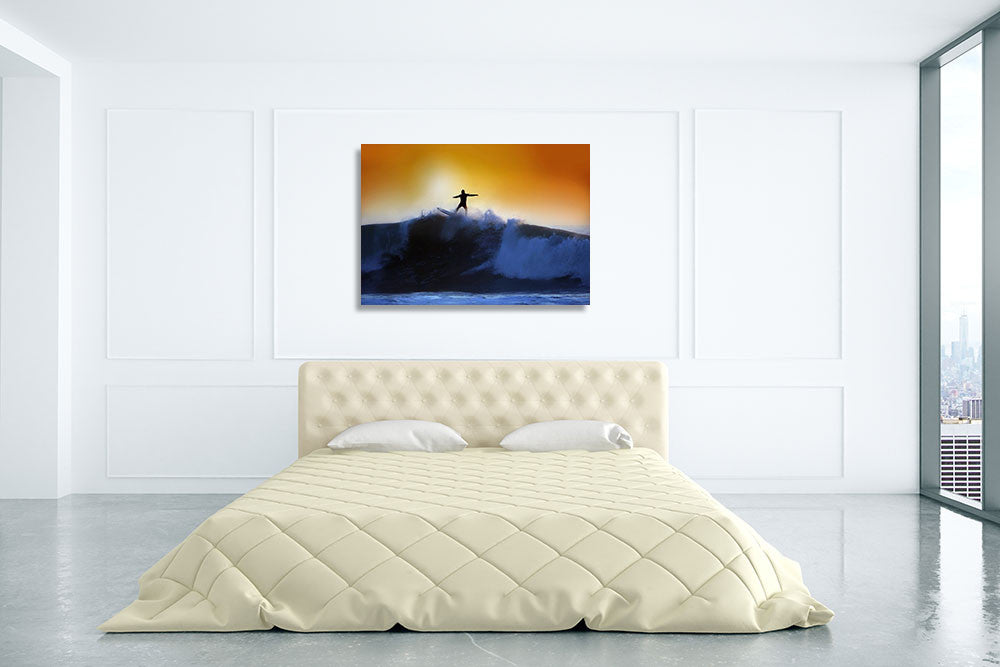 Surfer and Waves Wall Art Print on the wall