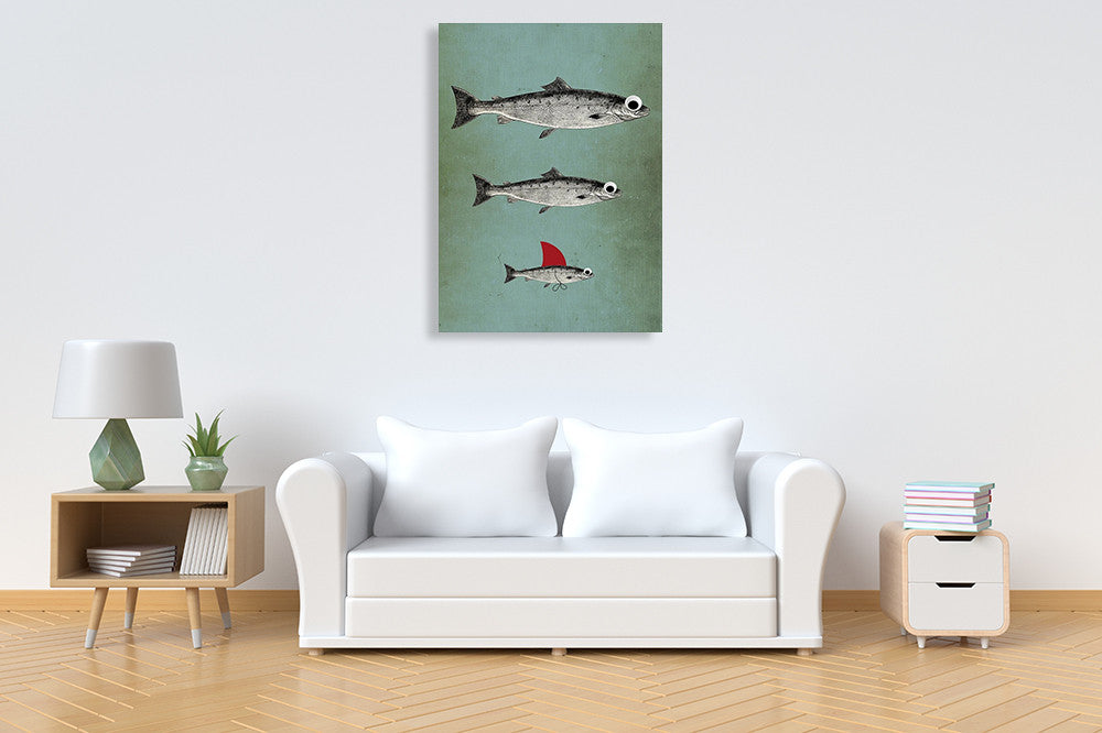 Surviving Fish Wall Art Print on the wall