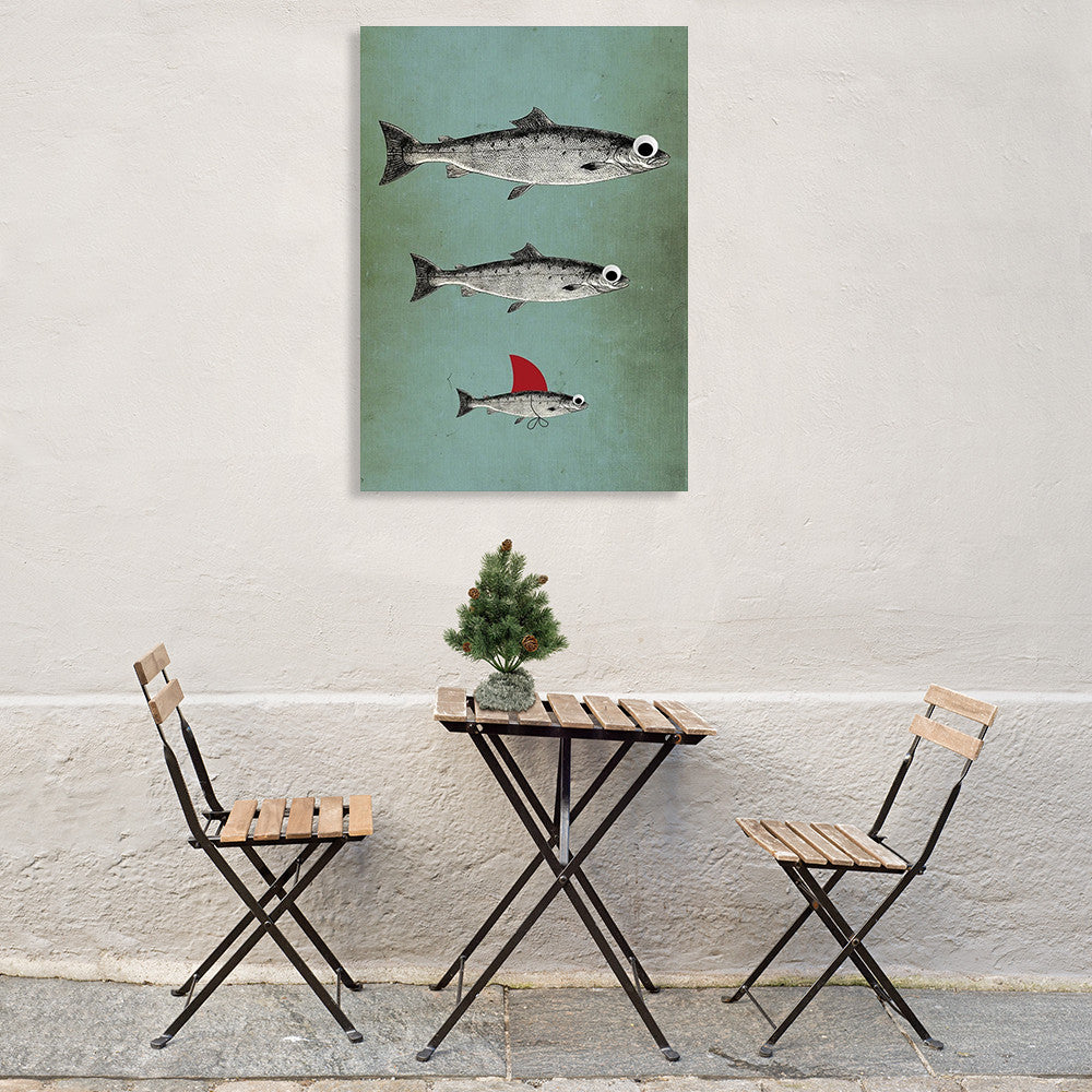 Surviving Fish Wall Art Print on the wall
