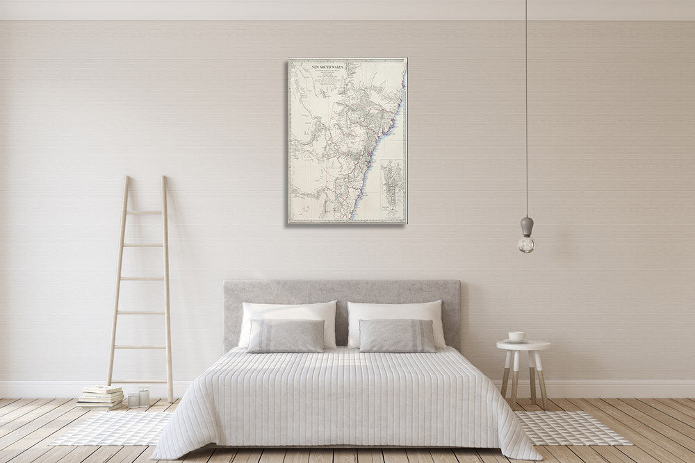 Sydney Antique Map Wall Art Print on the wall