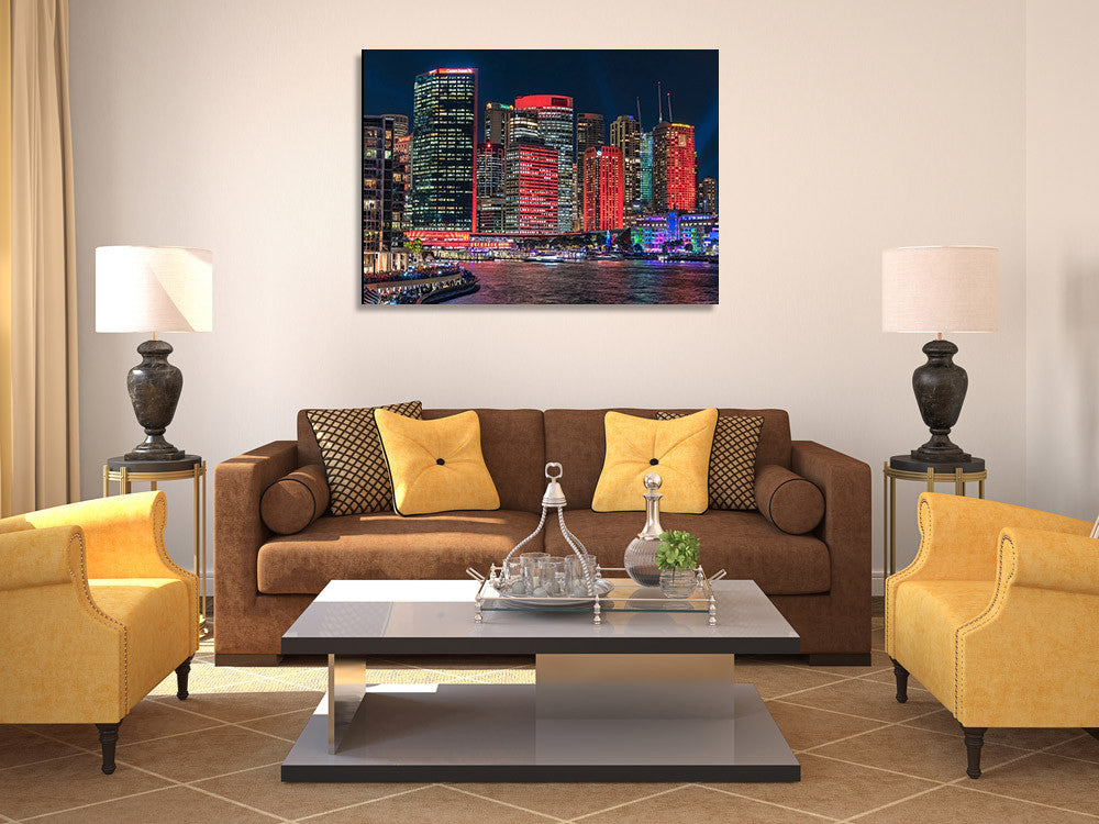 Sydney City Skyline Wall Art Print on the wall