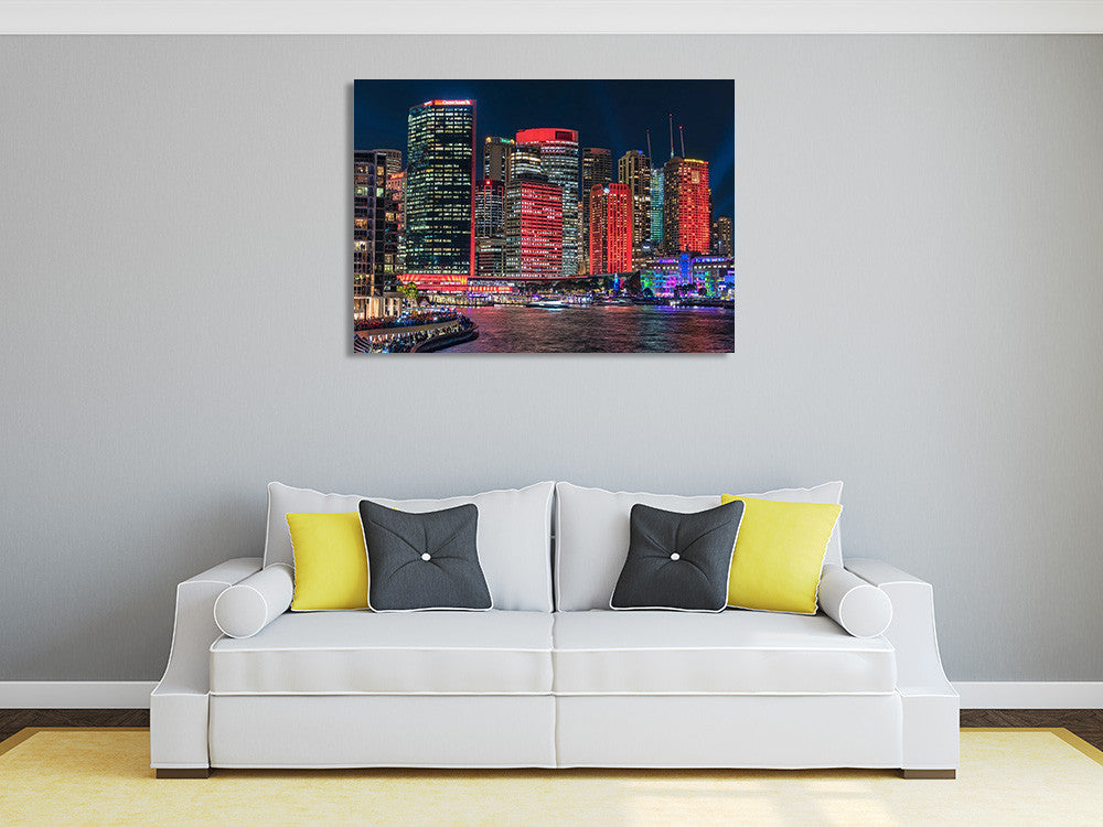 Sydney City Skyline Wall Art Print on the wall