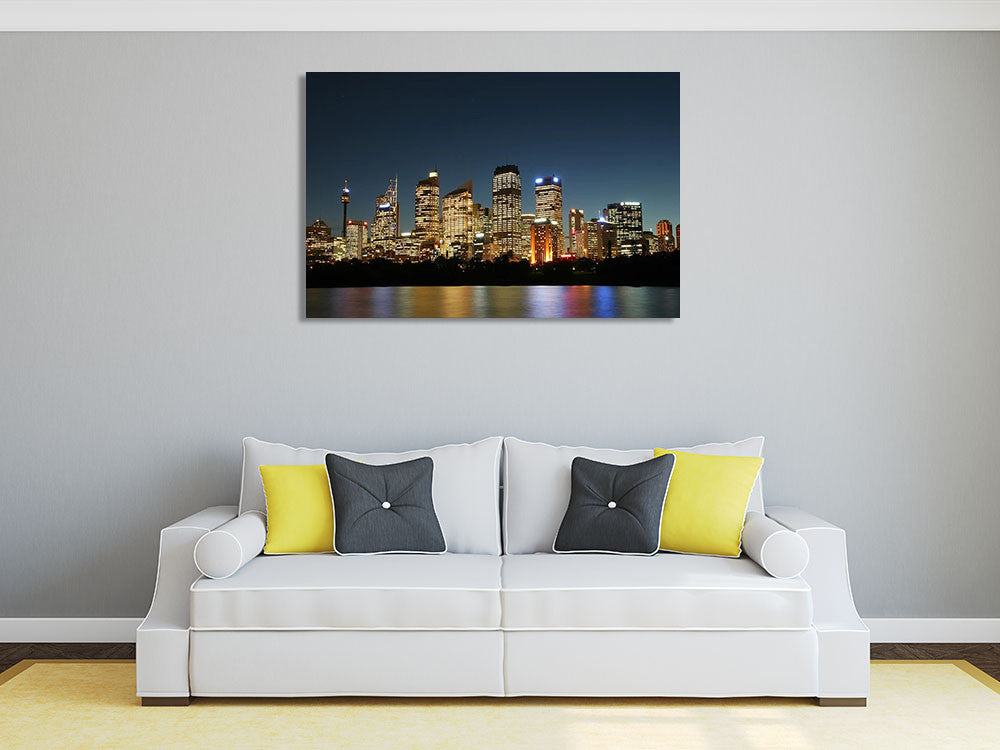 Sydney City at Night Wall Art Print on the wall
