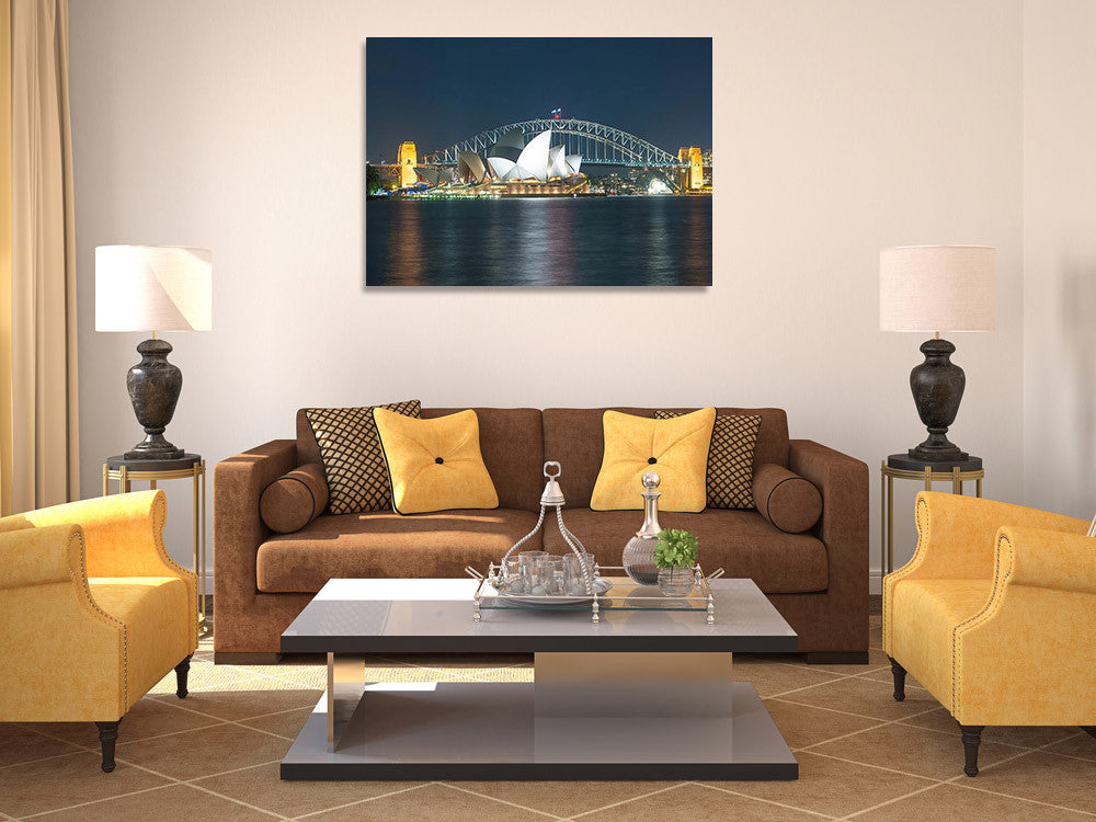 Sydney Harbour Bridge at Night Wall Print on the wall
