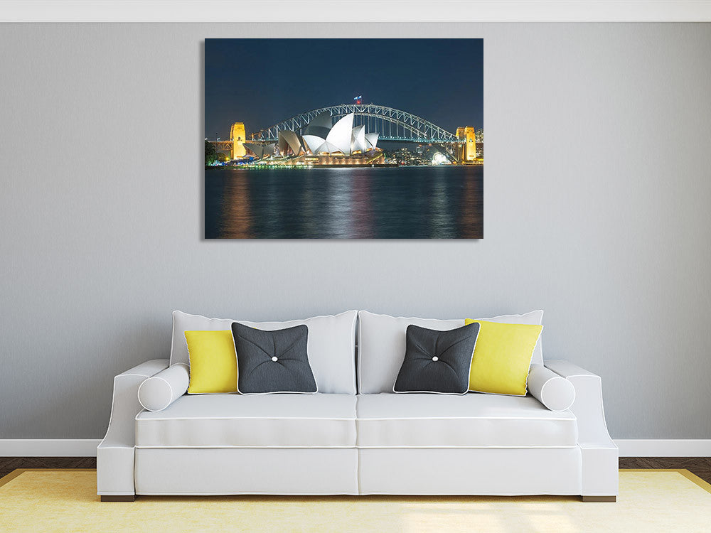 Sydney Harbour Bridge at Night Wall Print on the wall