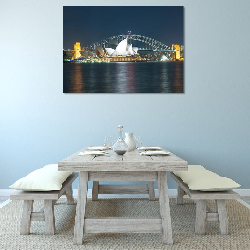 Sydney Harbour Bridge at Night Wall Print on the wall