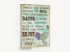 Enjoy the Day Rooster, rooster typography farm quote illustration, animal canvas wall art print ready to hang