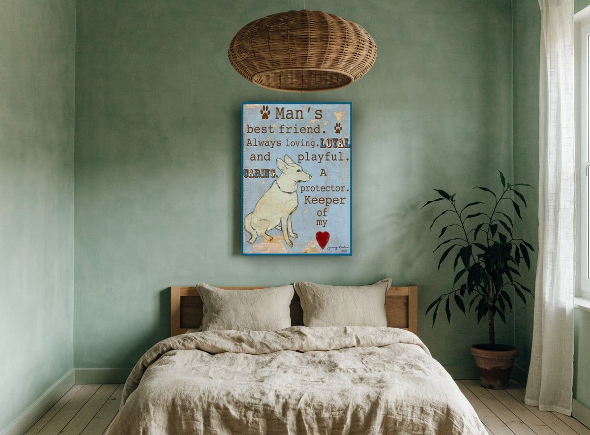 Keeper of My Heart animal canvas print on the wall of a bedroom