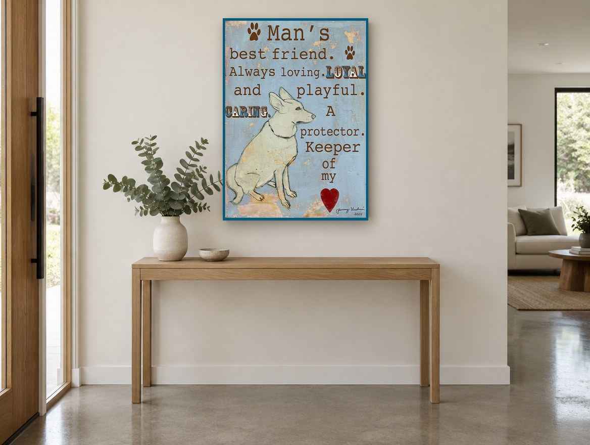 Keeper of My Heart animal canvas print on the wall of a entry hall