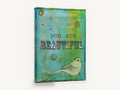 Beautiful Bird Affirmation, you are beautiful bird typography illustration, animal canvas wall art print ready to hang