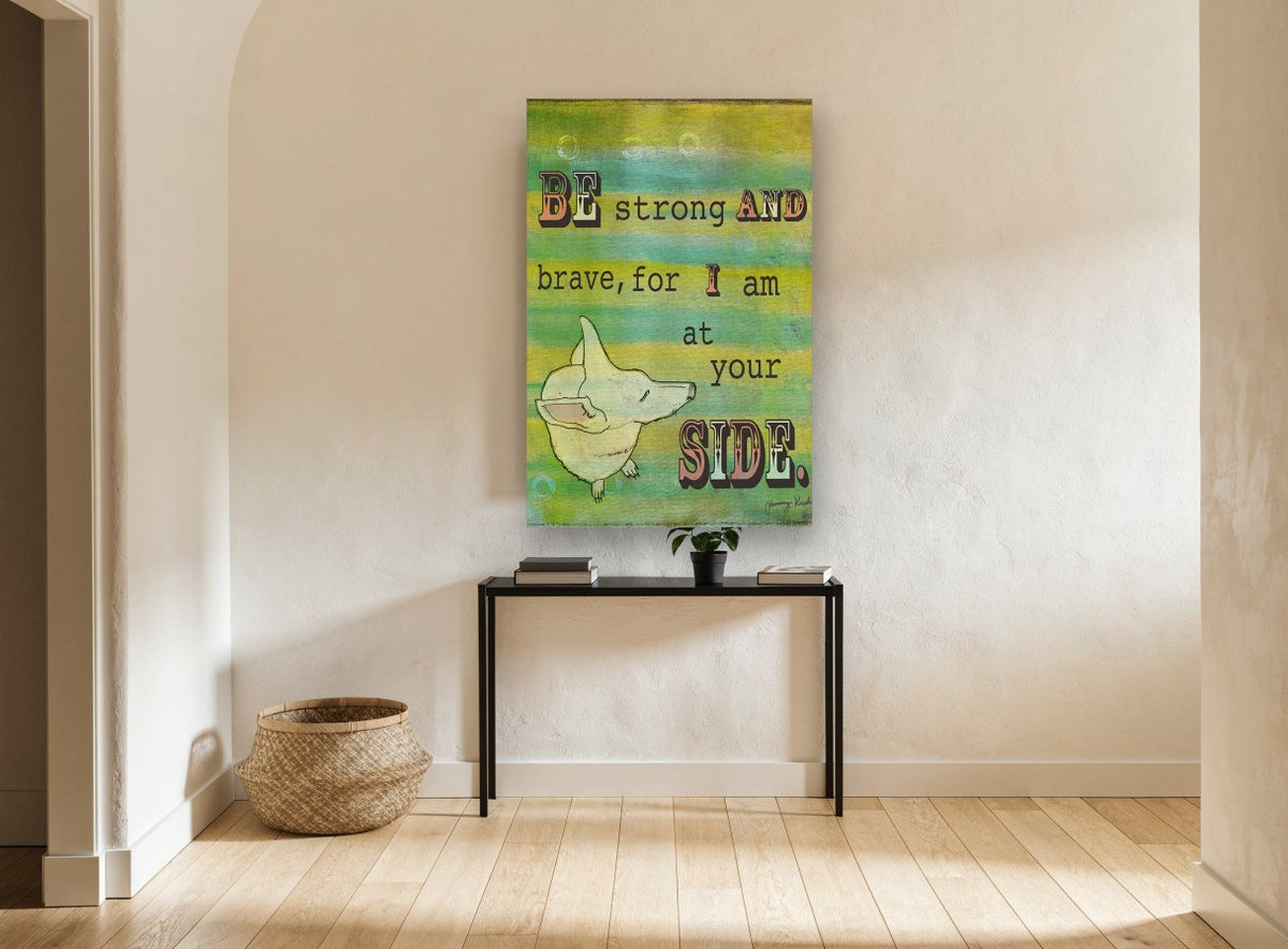 Dog at Your Side animal canvas print on the wall of a hallway