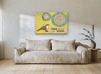 Sing Among Birds animal canvas print on the wall of a living room