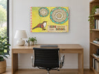 Sing Among Birds animal canvas print on the wall of a study