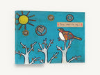 Bird Greeting the Sun, folk art bird and sun illustration, animal canvas wall art print ready to hang