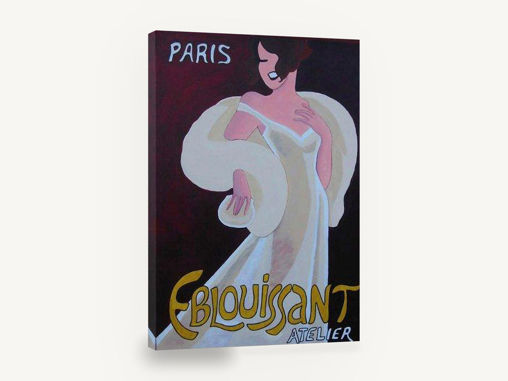 Eblouissant Paris Atelier, retro paris fashion atelier poster, stretched canvas wall art print ready to hang