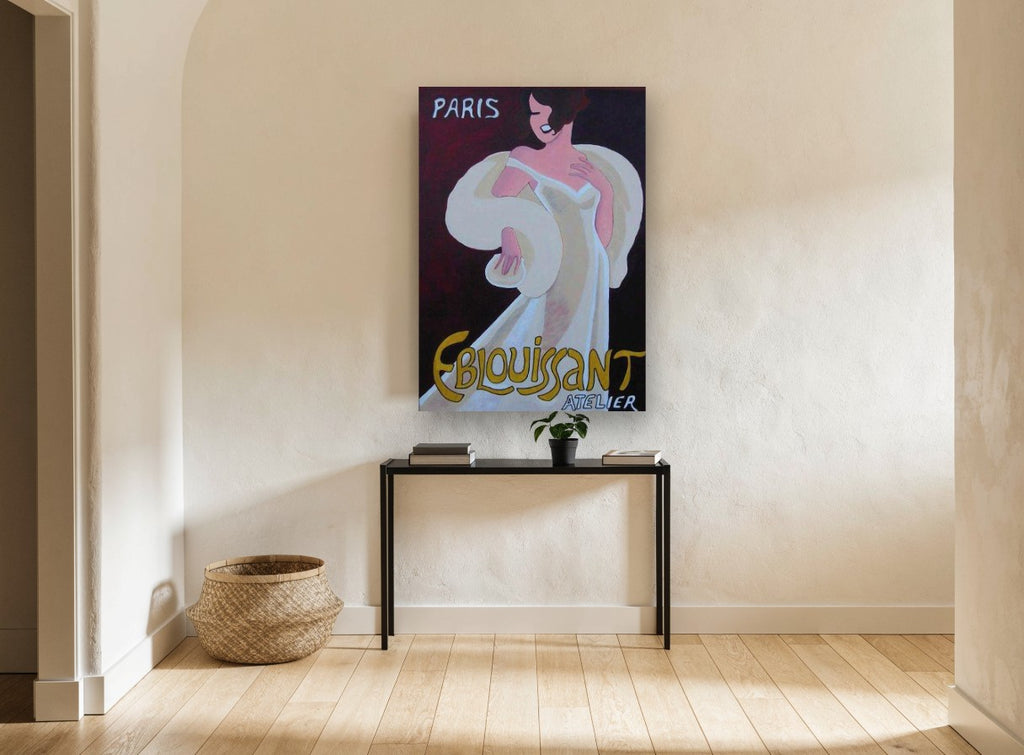 Eblouissant Paris Atelier vintage canvas print on the wall of a hallway