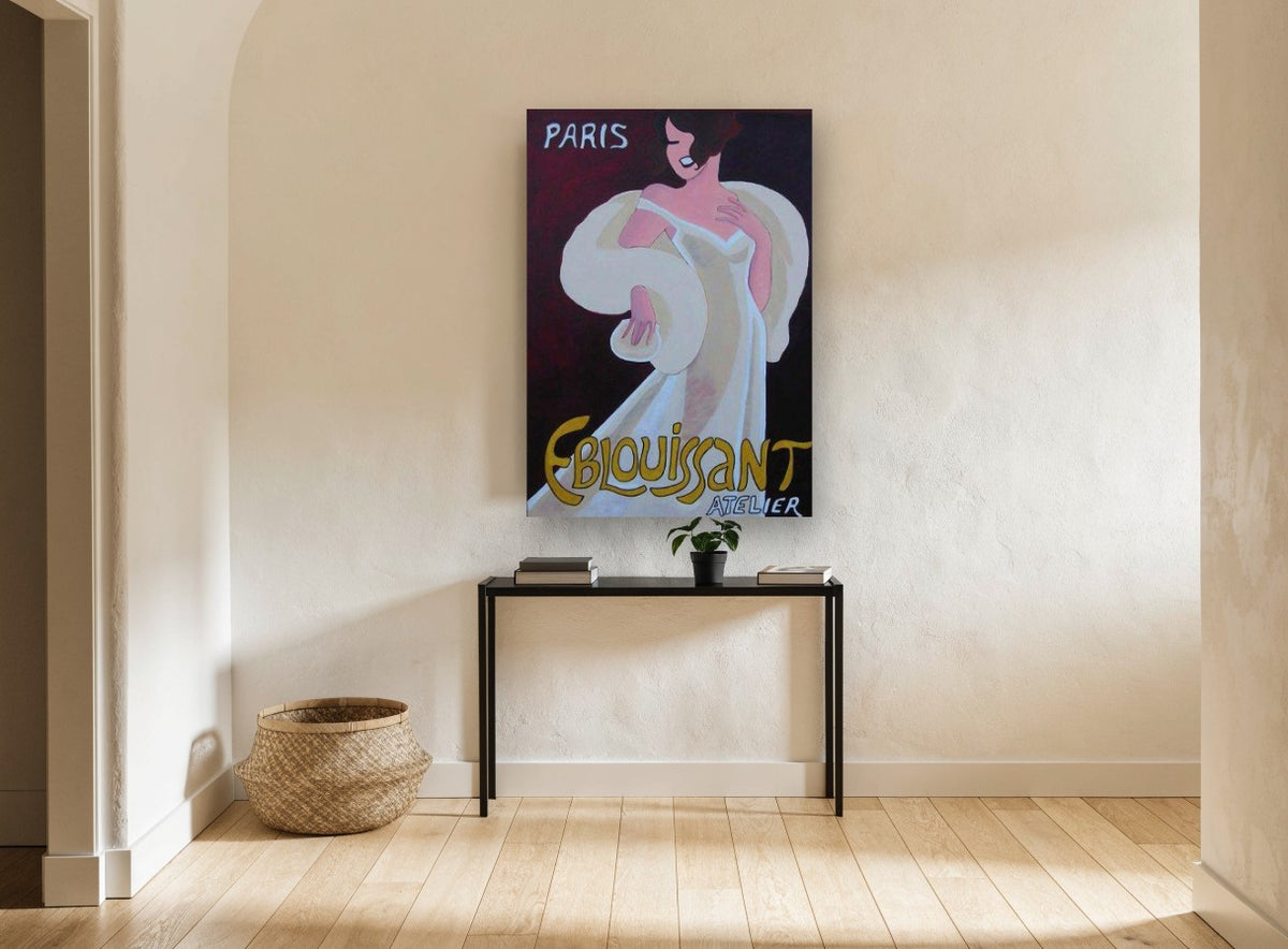 Eblouissant Paris Atelier vintage canvas print on the wall of a hallway