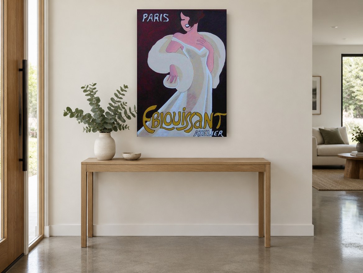 Eblouissant Paris Atelier vintage canvas print on the wall of a entry hall