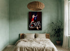 Coeur Night Window vintage canvas print on the wall of a bedroom