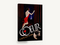 Coeur Night Window, retro paris cafe advertising poster, stretched canvas wall art print ready to hang
